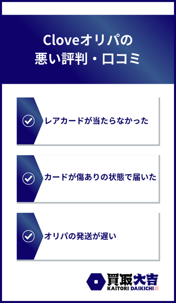 Cloveオリパの悪い評判・口コミ